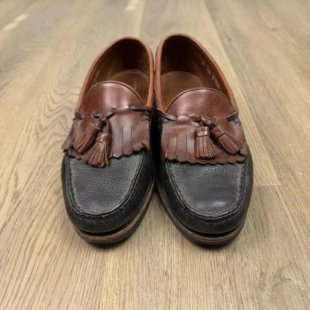 Allen Edmonds Nashua Shoes Mens Size 10.5 D Brown Black Leather Tassel Loafers